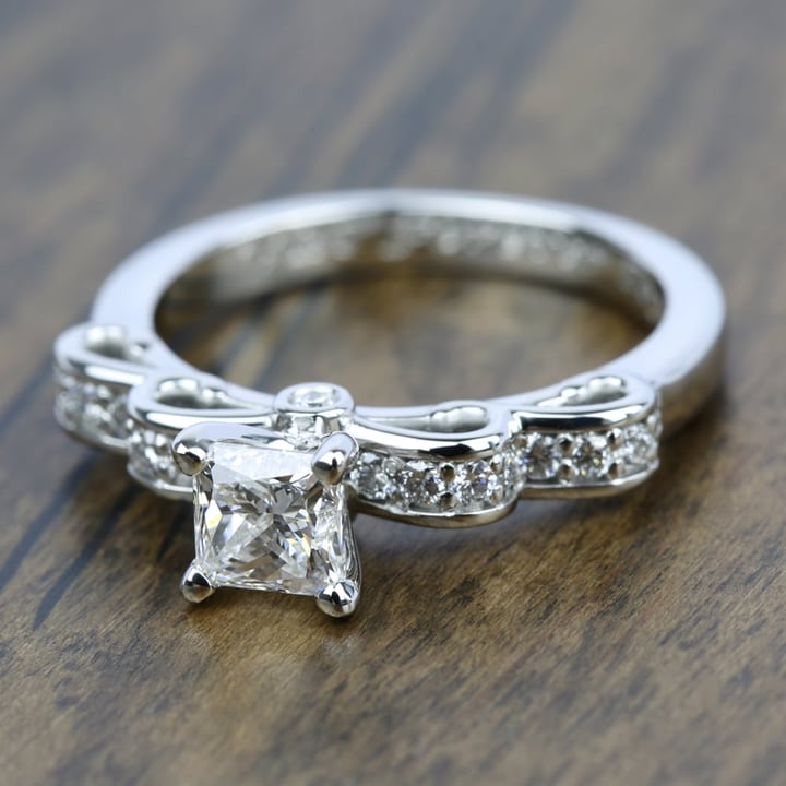 Ribbon Diamond Engagement Ring In White Gold - Cinderella Design | 05