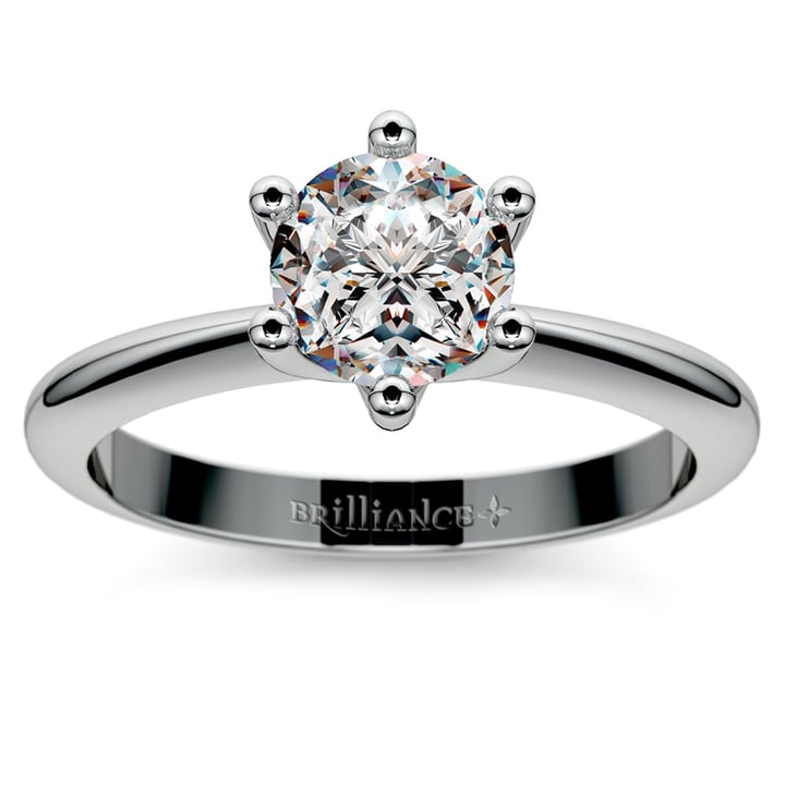 Classic Platinum Six Prong Solitaire Engagement Ring Setting | Thumbnail 01