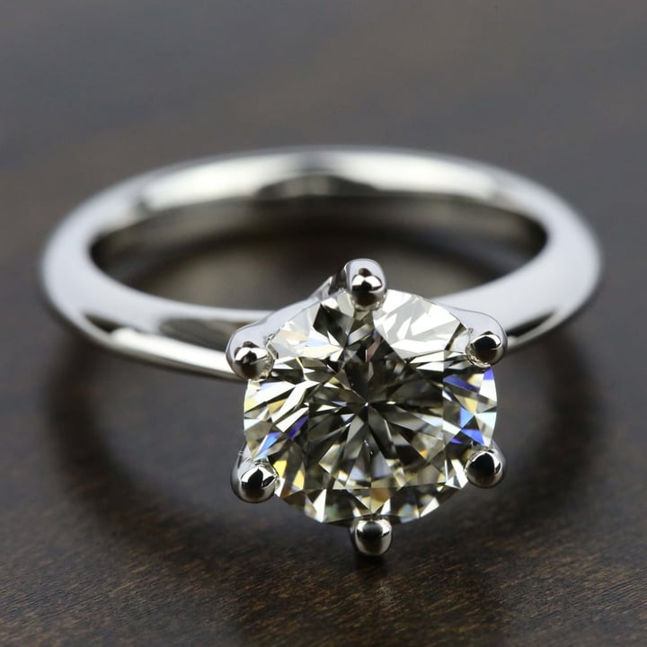 Classic Platinum Six Prong Solitaire Engagement Ring Setting | 05
