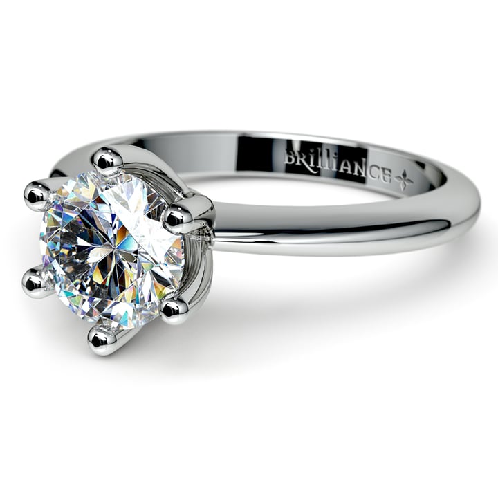Elegant Six Prong Solitaire Engagement Ring In White Gold | 04