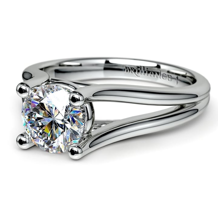 Curved Split Shank Engagement Ring In White Gold | Thumbnail 04