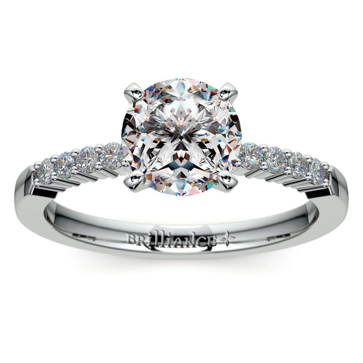 Delicate Shared-Prong Diamond Engagement Ring in White Gold | 01