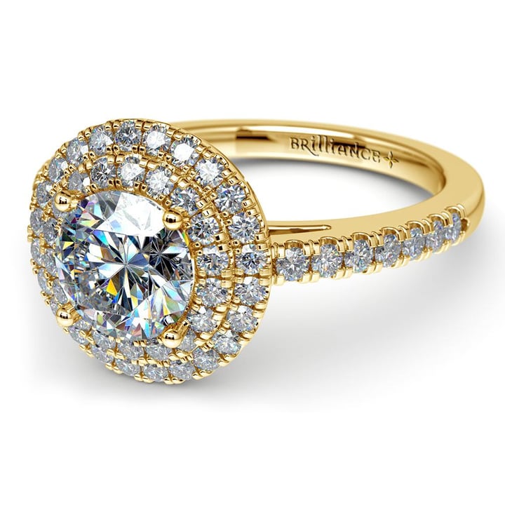 Yellow Gold Double Halo Engagement Ring | Thumbnail 04
