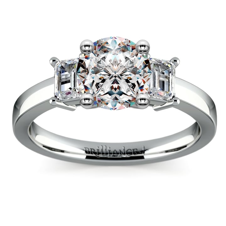 Emerald Cut Diamond 3 Stone Ring In Platinum | Zoom