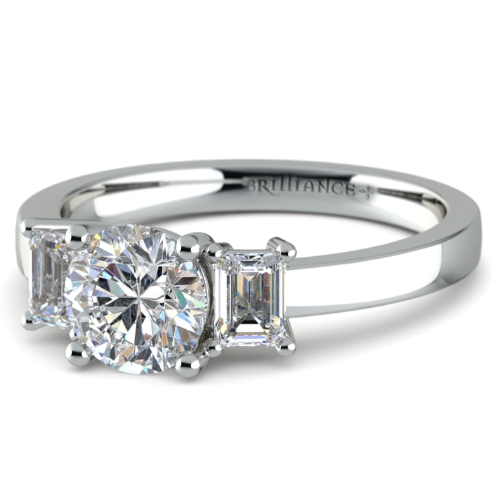 Emerald Cut Diamond 3 Stone Ring In Platinum | Thumbnail 04