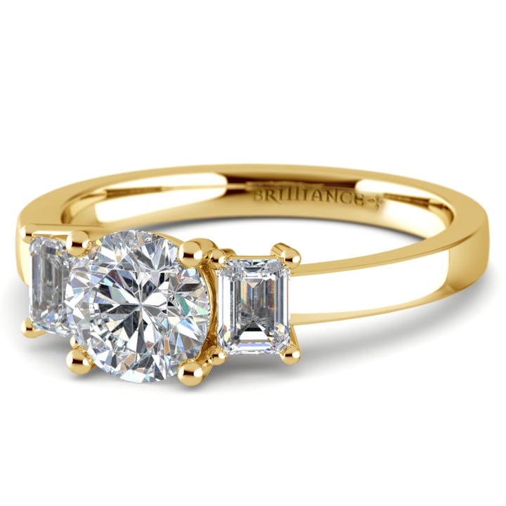 Yellow Gold Emerald Cut Diamond Engagement Ring | 04