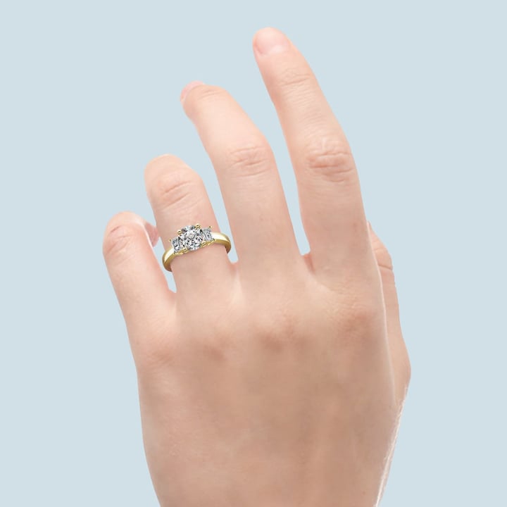 Yellow Gold Emerald Cut Diamond Engagement Ring | Thumbnail 06