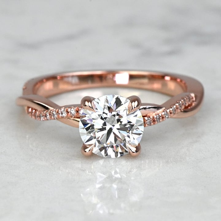 Rose Gold Twisted Band Engagement Ring