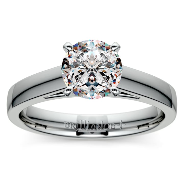 Cathedral Flat Band Square Moissanite Ring In 950 Platinum
