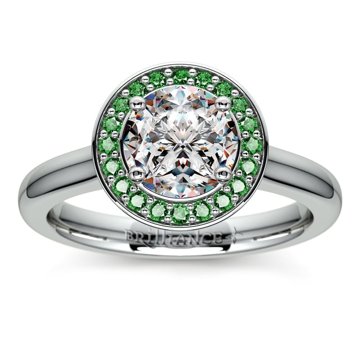 Diamond Ring Setting With Emerald Halo In Platinum | Zoom