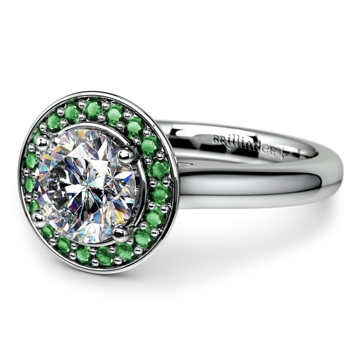 Diamond Ring Setting With Emerald Halo In Platinum | Thumbnail 04
