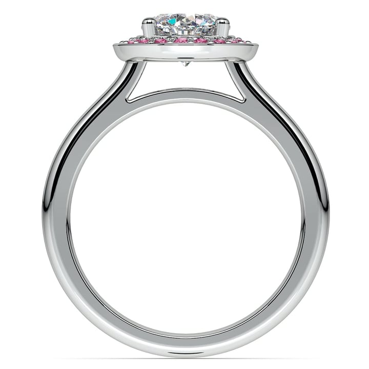 Pink Sapphire Gemstone Halo Engagement Ring Setting In Platinum | Thumbnail 02