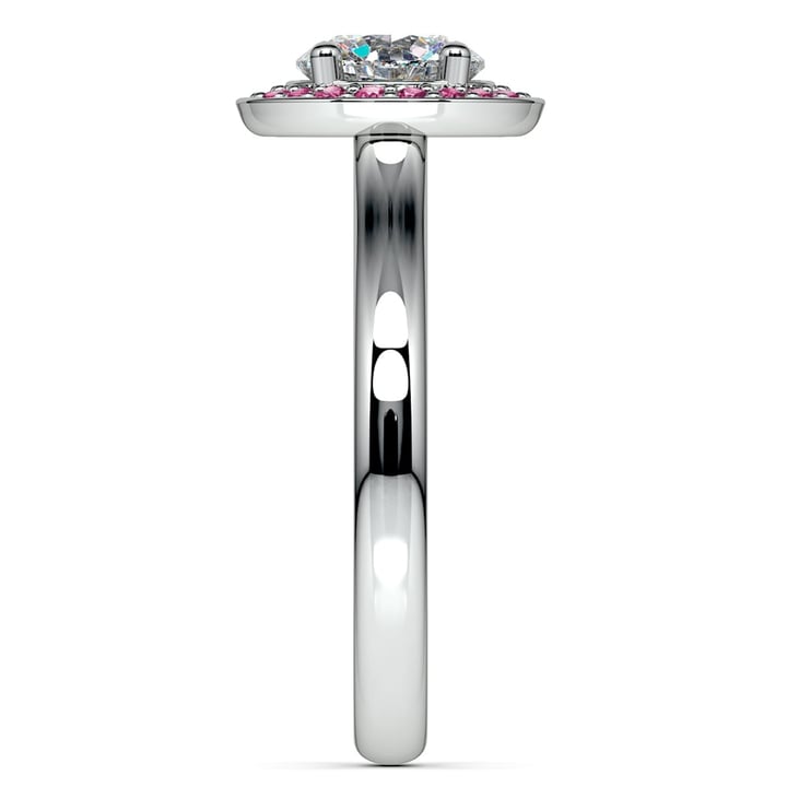 Pink Sapphire Gemstone Halo Engagement Ring Setting In Platinum | 03