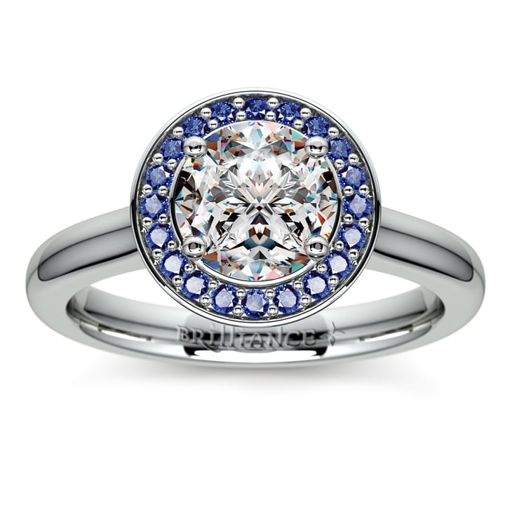 Diamond Ring Setting With Sapphire Halo In Platinum | Zoom