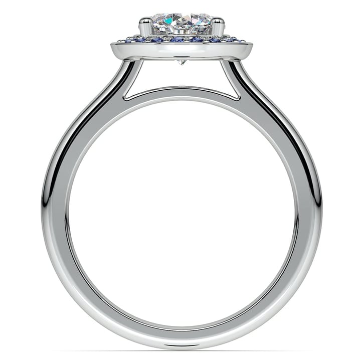 Diamond Ring Setting With Sapphire Halo In Platinum | Thumbnail 02