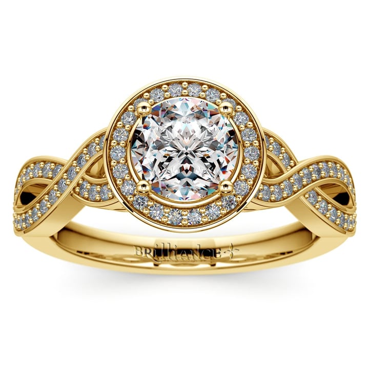 Infinity Halo Engagement Ring In Yellow Gold | Zoom
