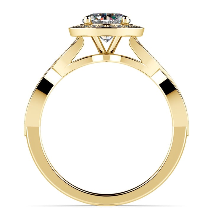 Infinity Halo Engagement Ring In Yellow Gold | 02