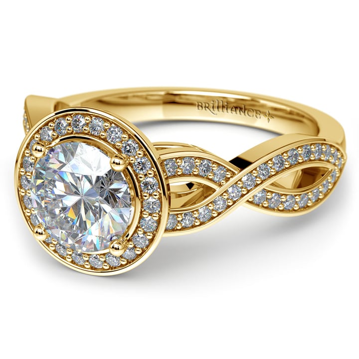Infinity Halo Engagement Ring In Yellow Gold | Thumbnail 04