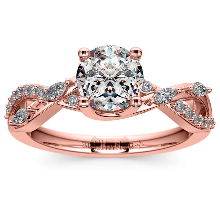 Diamond Ivy Engagement Ring In Rose Gold (Inspired By Florida Ivy) | Zoom