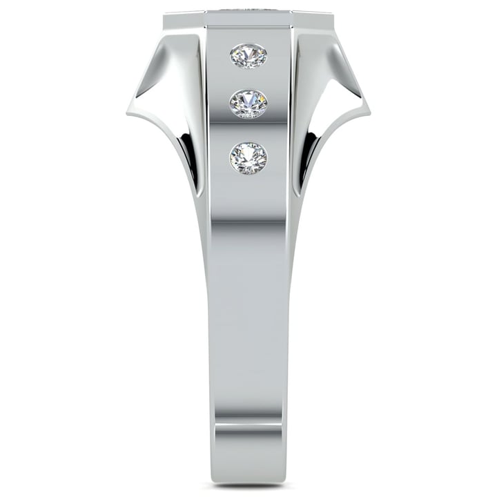 Hexagonal Diamond Mangagement Ring In White Gold - Magnus II | Thumbnail 04