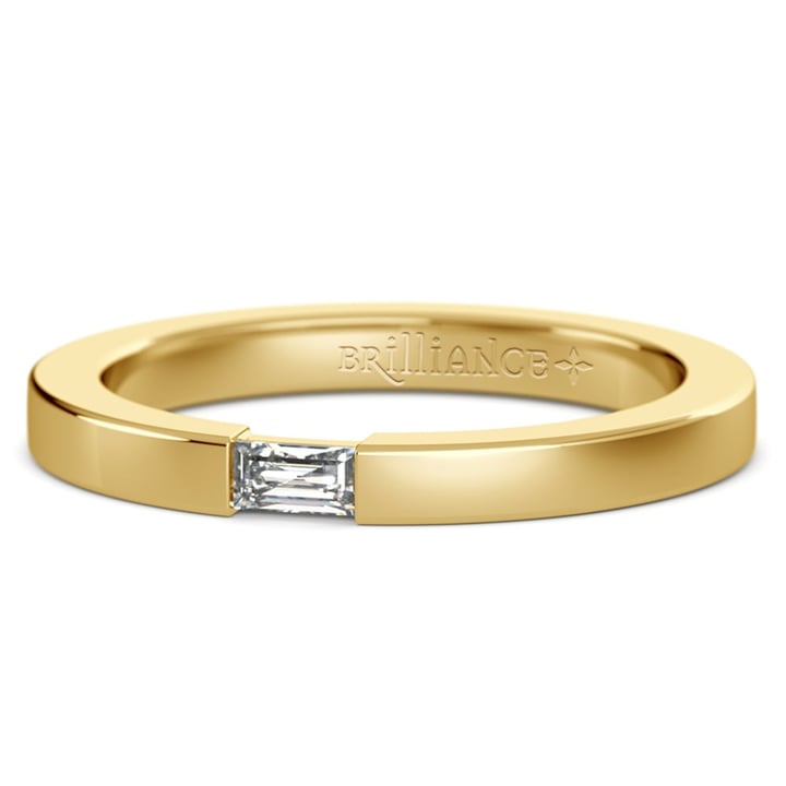 Mens Gold Engagement Ring With Baguette Diamond | 01