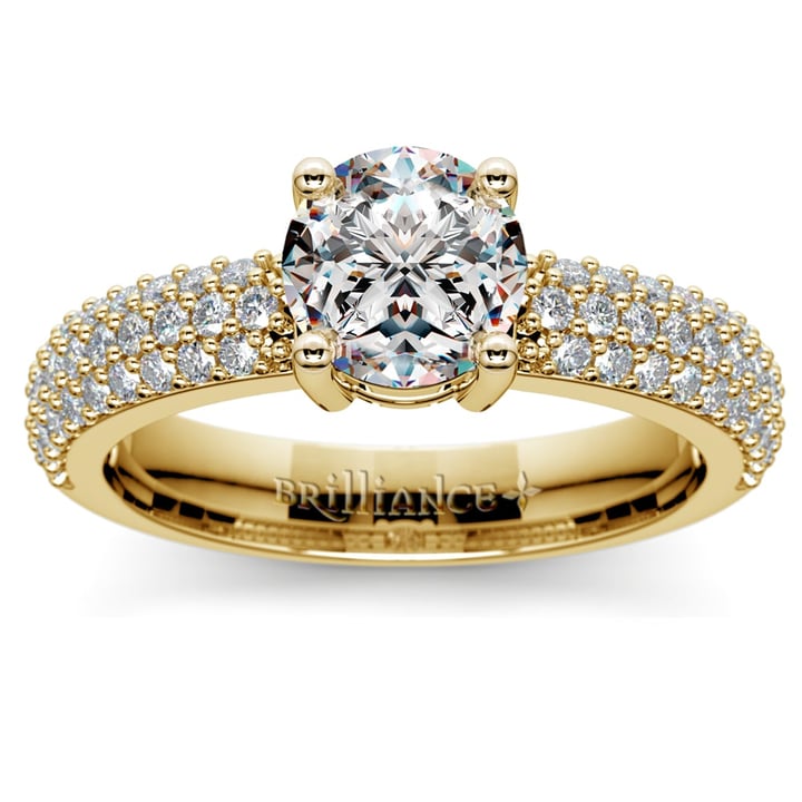 Yellow Gold Pave Engagement Ring | Thumbnail 01