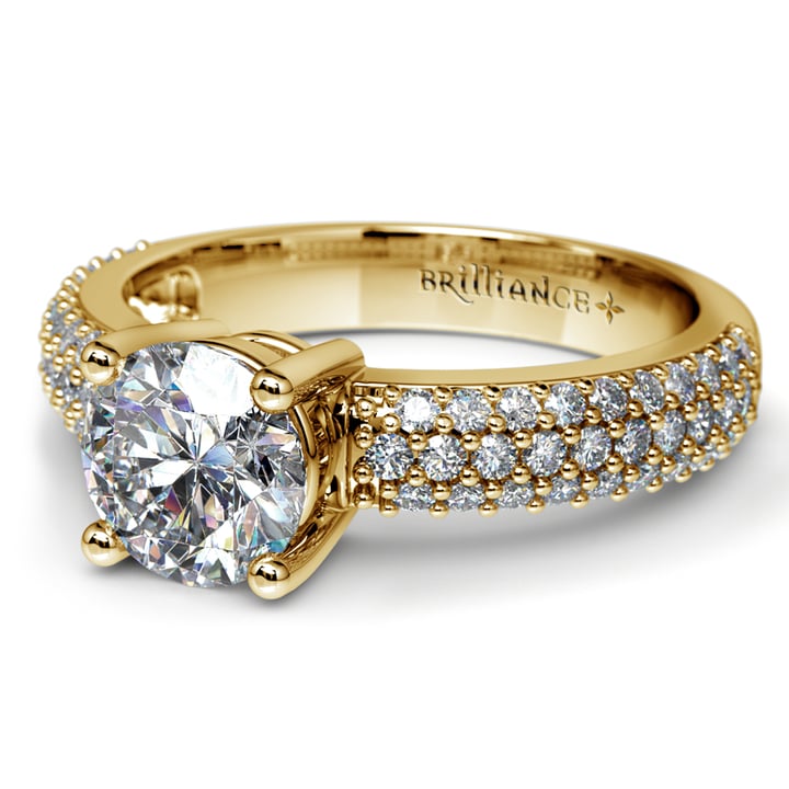 Yellow Gold Pave Engagement Ring | 04