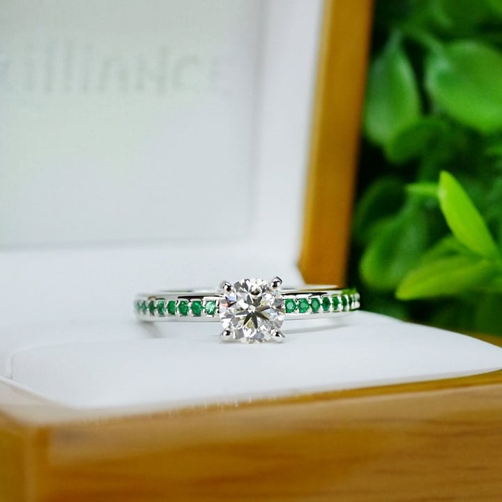 Emerald Pave Engagement Ring Setting In White Gold | Thumbnail 05