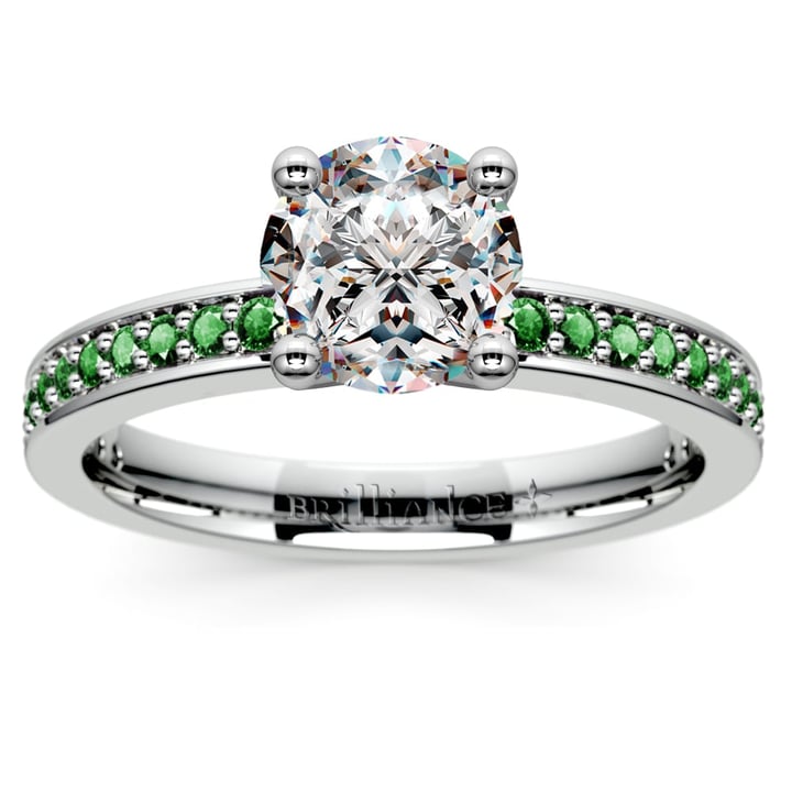 Emerald Pave Engagement Ring Setting In White Gold | Zoom