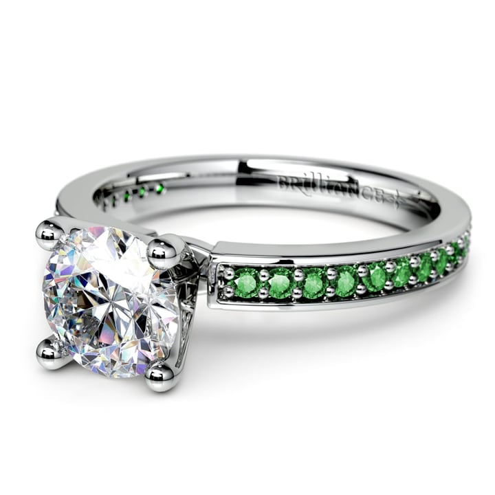 Emerald Pave Engagement Ring Setting In White Gold | 04