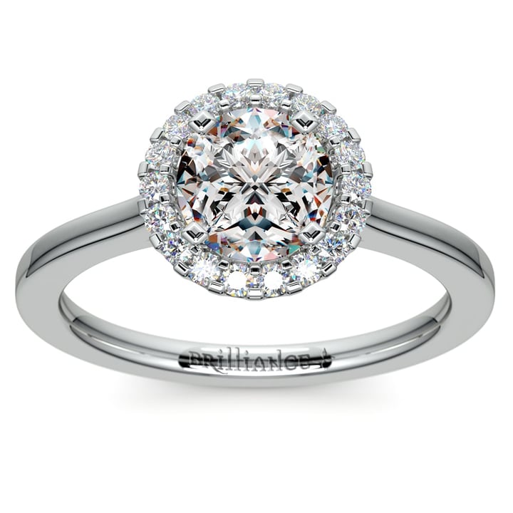 Pave Set Halo Diamond Engagement Ring In Platinum | 01