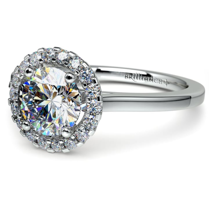 Pave Set Halo Diamond Engagement Ring In Platinum | 04