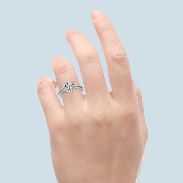 Pave Set Halo Diamond Engagement Ring In Platinum | 06
