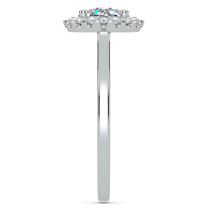 Pave Halo Diamond Engagement Ring in White Gold | 03