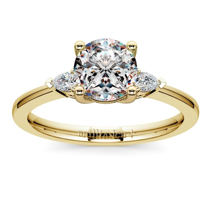 Gold Diamond Engagement Ring Setting With Pear Cut Side Stones | Zoom