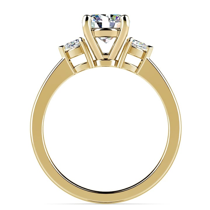 Gold Diamond Engagement Ring Setting With Pear Cut Side Stones | Thumbnail 02
