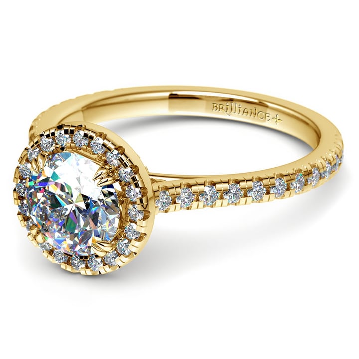 Delicate Halo Engagement Ring Setting In Classic Gold  | 04