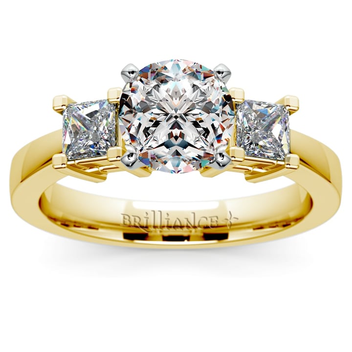 Gold Engagement Ring Setting With Princess Diamond Accents (1/3 Ctw) | 01