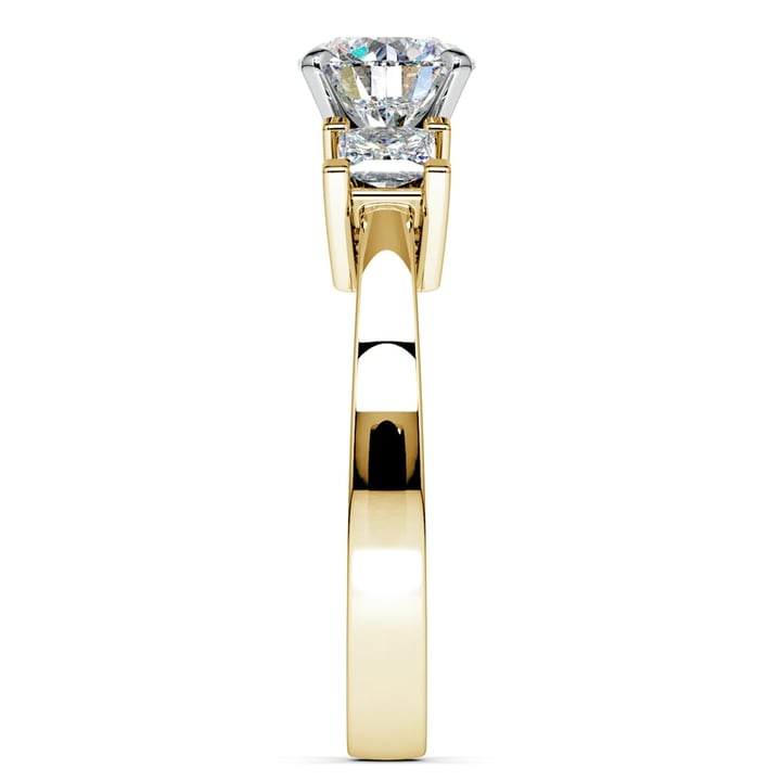 Gold Engagement Ring Setting With Princess Diamond Accents (1/3 Ctw) | 03