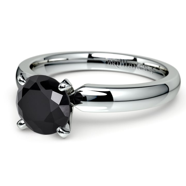 1/4 Carat Round Cut Black Diamond Engagement Ring In Platinum | 01