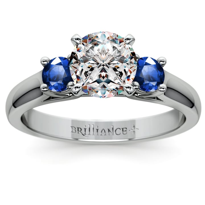White Gold Sapphire Side Stone Engagement Ring Setting | Thumbnail 01