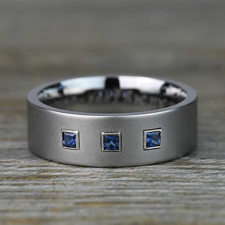 Titanium And Sapphire Mens Ring - Saphirus Engagement Ring | 05