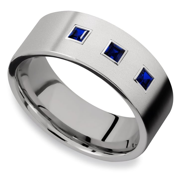 Titanium And Sapphire Mens Ring - Saphirus Engagement Ring | Thumbnail 03