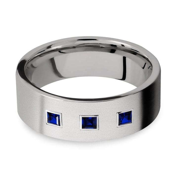Titanium And Sapphire Mens Ring - Saphirus Engagement Ring | Thumbnail 04