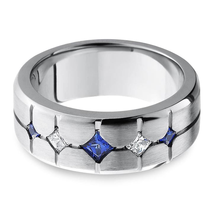 Mens Cobalt Ring With Diamonds And Sapphire | Thumbnail 01