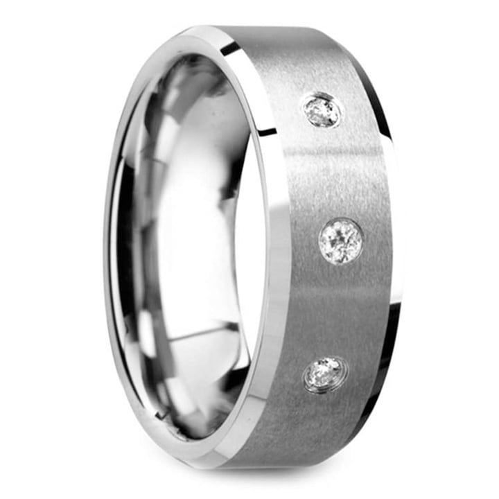 3 Stone Diamond Tungsten Engagement Ring For Men | Thumbnail 02