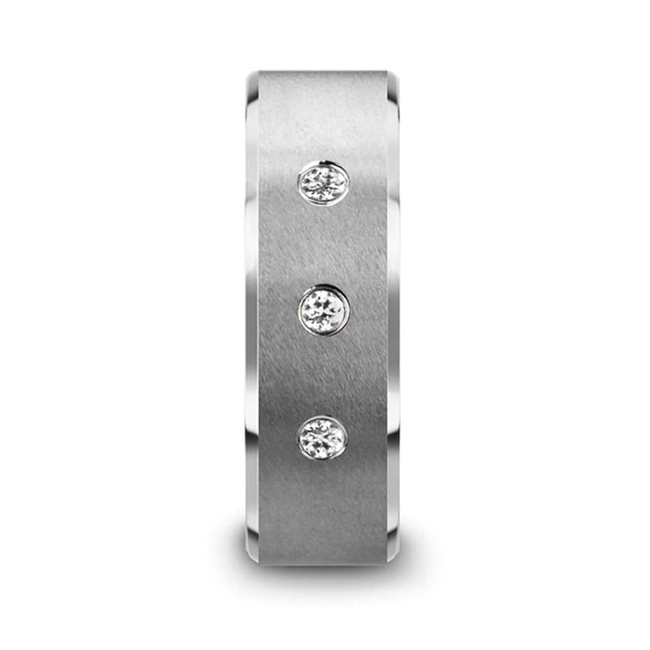 3 Stone Diamond Tungsten Engagement Ring For Men | Thumbnail 04