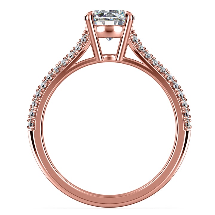 Rose Gold Split Shank Engagement Ring With Pave Diamonds | 02