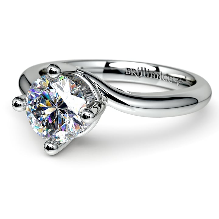 Platinum Solitaire Twist Engagement Ring Setting  | Thumbnail 04