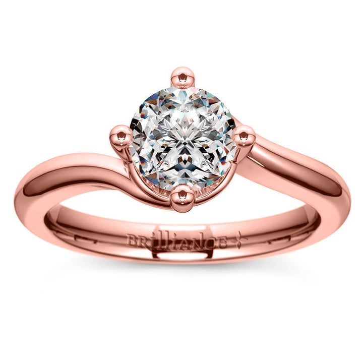 Swirl Style Solitaire Engagement Ring in Rose Gold | Thumbnail 01